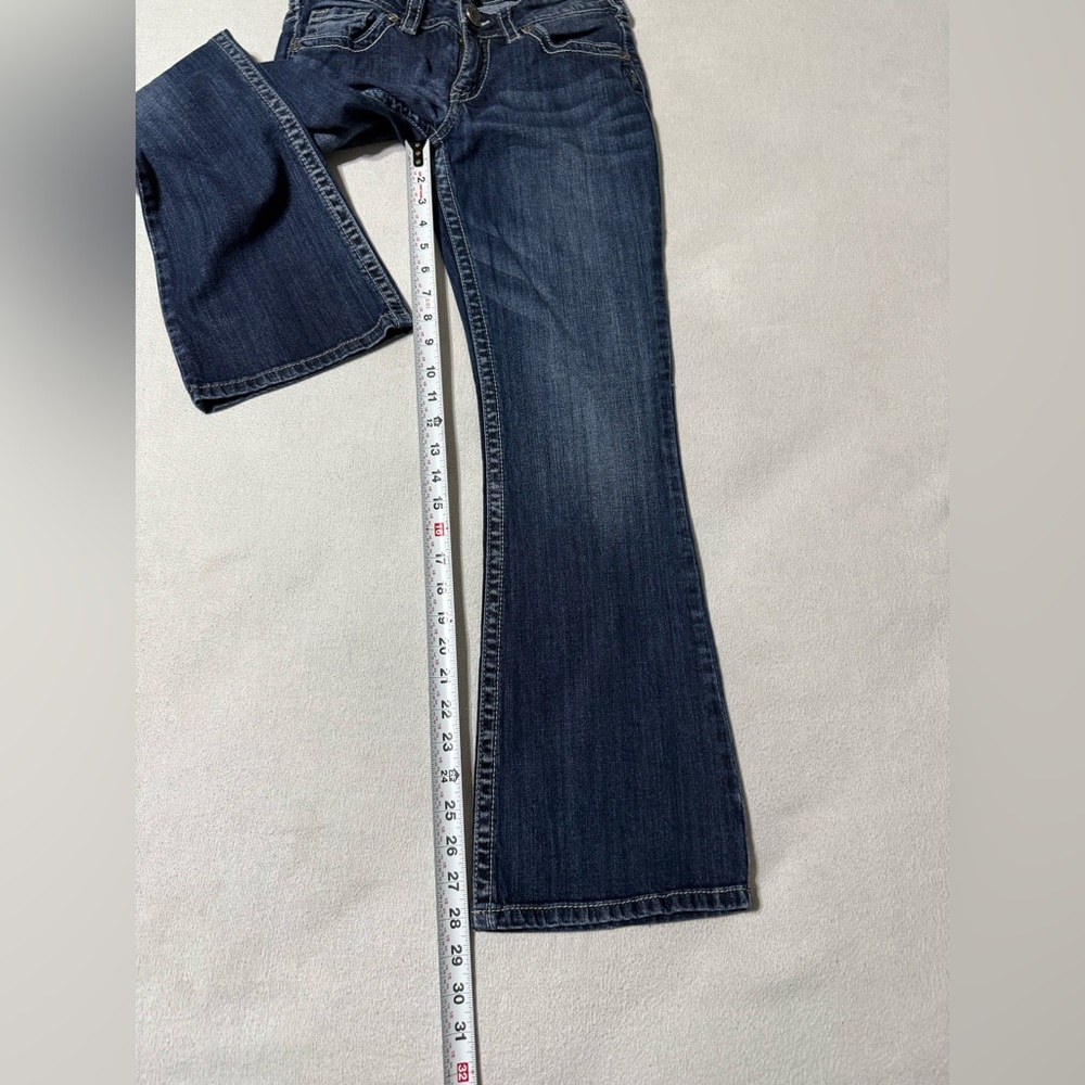 Silver Suki Jeans Womens 27x28 Blue Bootcut Low Rise Stretch Denim - Picture 3 of 10